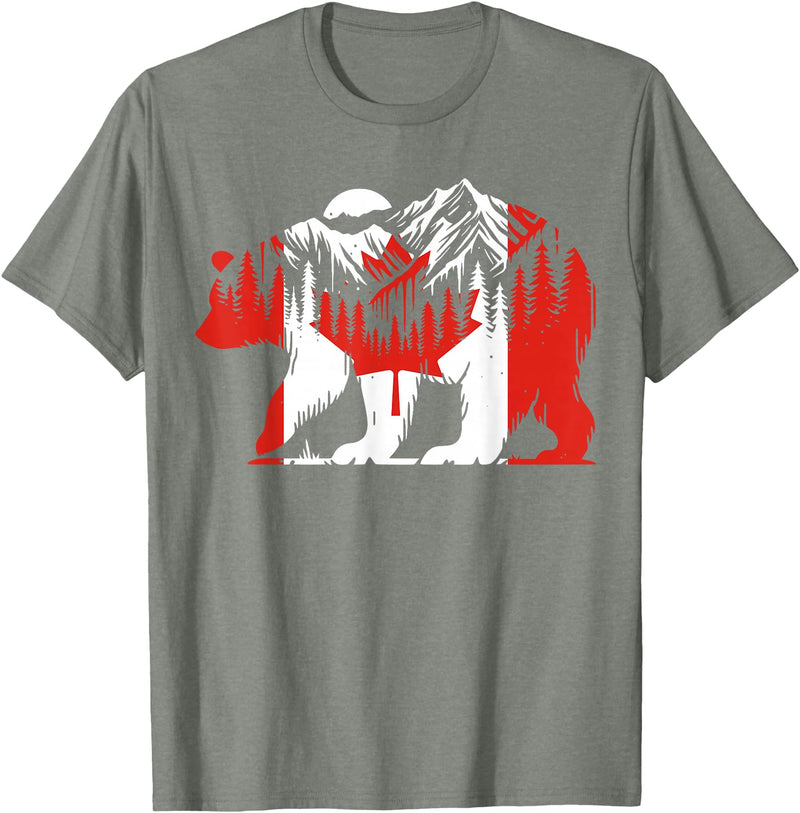 Polar Bear Canadian Flag Canada Day Maple Leaf Polar Bear Animal Canadian Flag Maple Leaf Nature Canada Day T-Shirt - Olive Heather