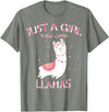 Just A Girl Who Loves Llamas Gift Shirt Just A Girl Who Loves Llamas T-Shirt Gift For Llama Gift Tee T-Shirt - Olive Heather