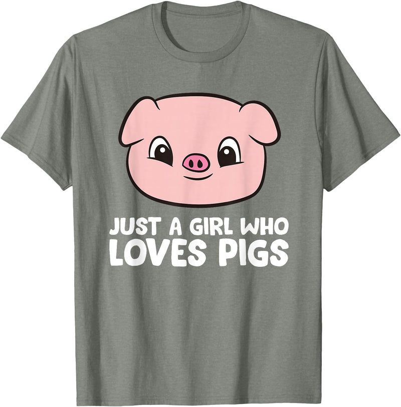 Funny Pigs Gifts And Pig Farmer Apparels Pigs Farmer Girl Just a Girl Who Loves Pigs T-Shirt - Olive Heather