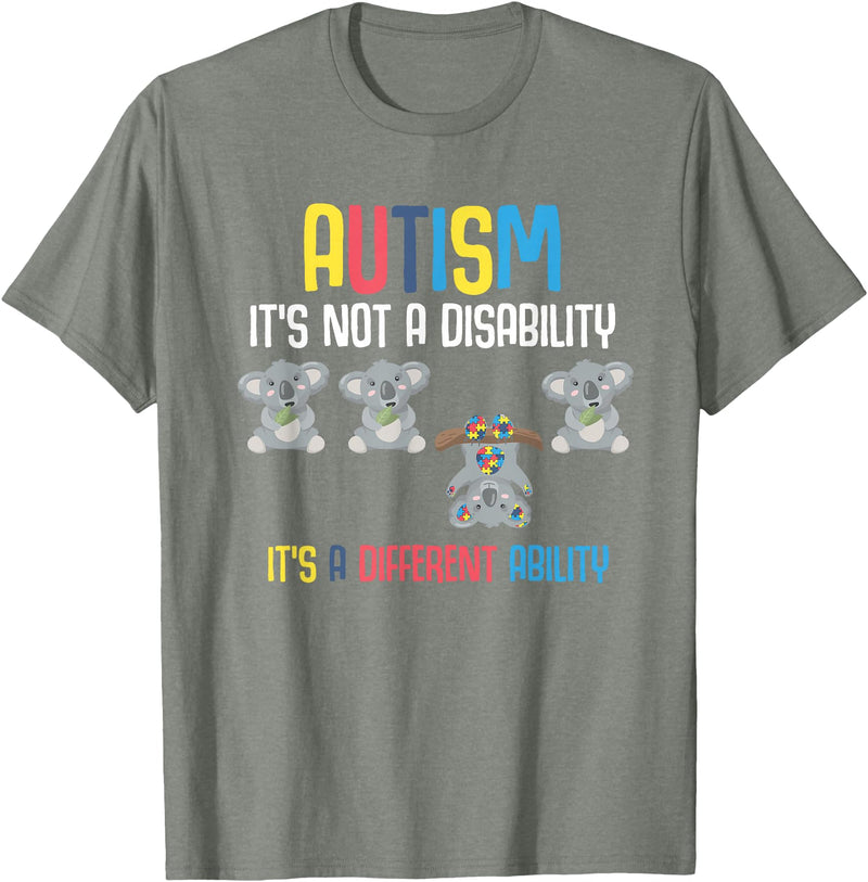 Autism Awareness Gifts Cute Koala Bears Its A Different Ability Autism Awareness T-Shirt - Olive Heather