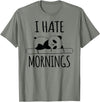 Funny humorous Sayings & Sarcastic Slogans Co. I Hate Mornings Panda Bear Cute Humor Night Owl PJ Men Women T-Shirt - Olive Heather