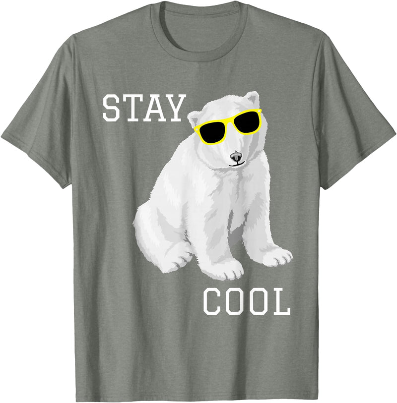 Cool bleiben Eisbär Stay Cool Cute Baby Polar Bear Cub with Sunglasses T-Shirt - Olive Heather