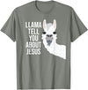 BDAZ Llama Tell You About Jesus Funny Christian Bible Gospel T-Shirt - Olive Heather