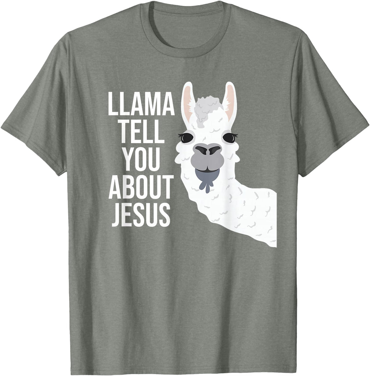 BDAZ Llama Tell You About Jesus Funny Christian Bible Gospel T-Shirt - Olive Heather