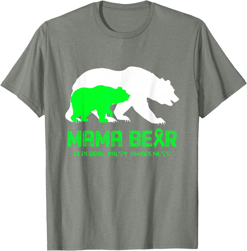 Cerebral Palsy Awareness T-Shirt Mama Bear Cerebral Palsy Awareness Shirt For Women Men T-Shirt - Olive Heather