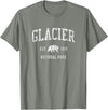 Jim Shorts Glacier National Park T-Shirt Vintage Sports Design Tee T-Shirt - Olive Heather