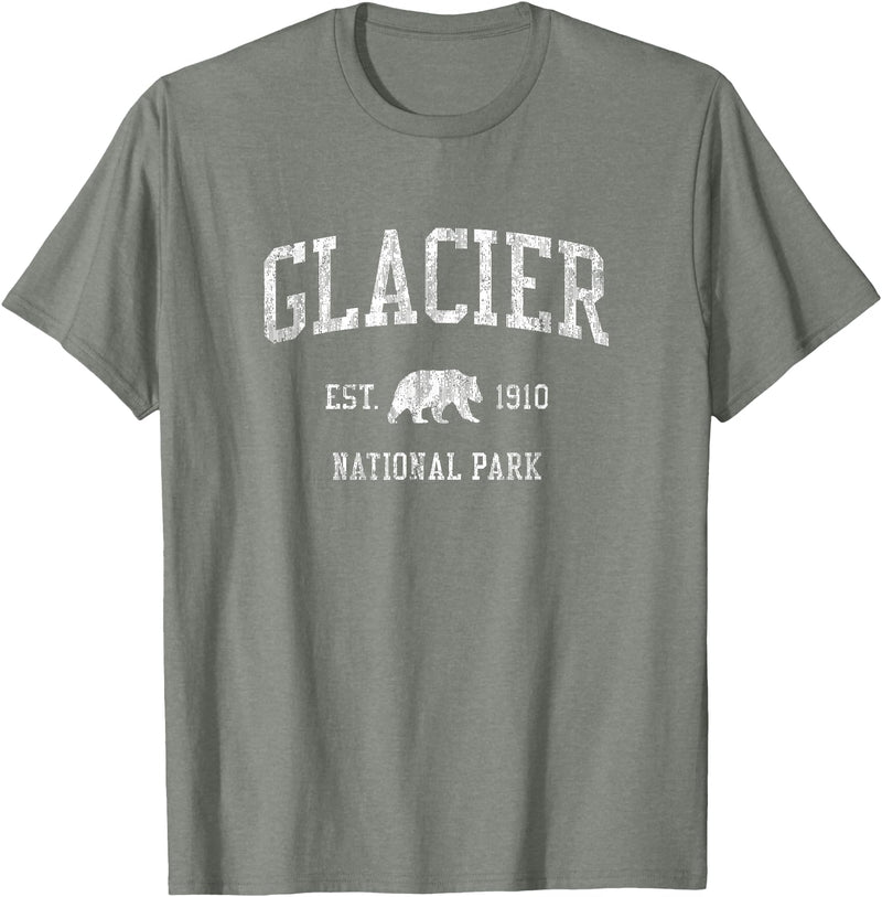 Jim Shorts Glacier National Park T-Shirt Vintage Sports Design Tee T-Shirt - Olive Heather