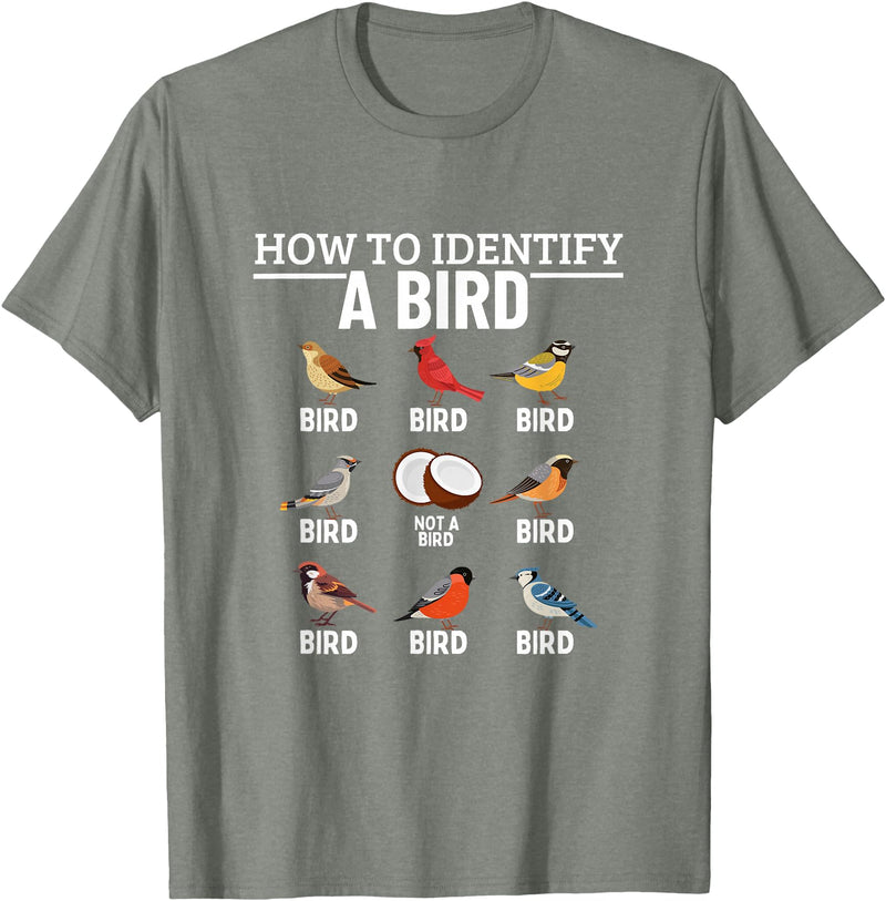 Funny Birding Watch Designs How to Identify A Bird Funny Bird Watching T-Shirt - Olive Heather