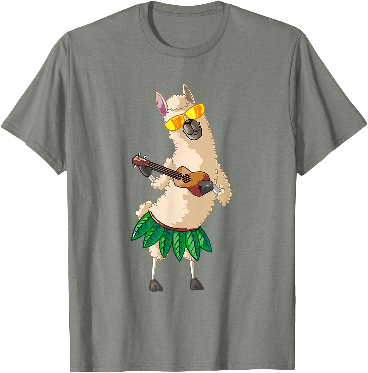 Llama Ukulele Luau TShirt Cute Gifts Llama Ukulele Luau Cute Funny Cool Hawaii Alpaca Gift T-Shirt - Olive Heather