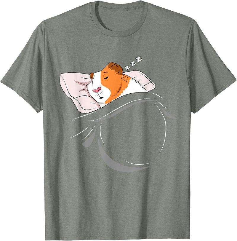 Cavy Lover Sleepy Pajama PJ Accessories Clothes Sleeping Guinea Pig Lover Owner Stuff Napping Cavy Piggy T-Shirt - Olive Heather