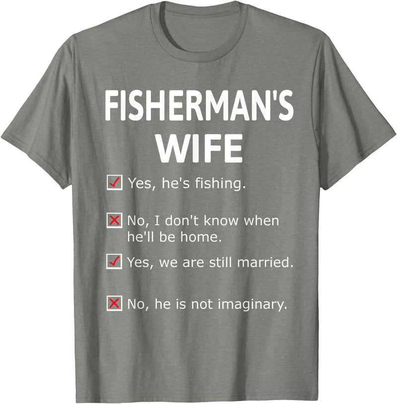 Fashion Tribe Fishing Apparel Fishermans Wife He's Not Imaginary Funny Retro Unique Gift T-Shirt - Olive Heather