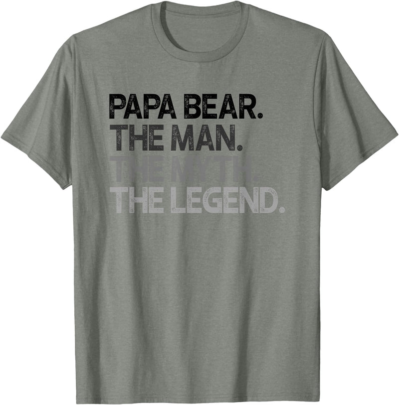 Papa Bear Gifts Papa Bear The Man The Myth Legend Gift T-Shirt - Olive Heather