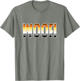 "WOOF!" Gay Bear Pride Flag Text T-Shirt