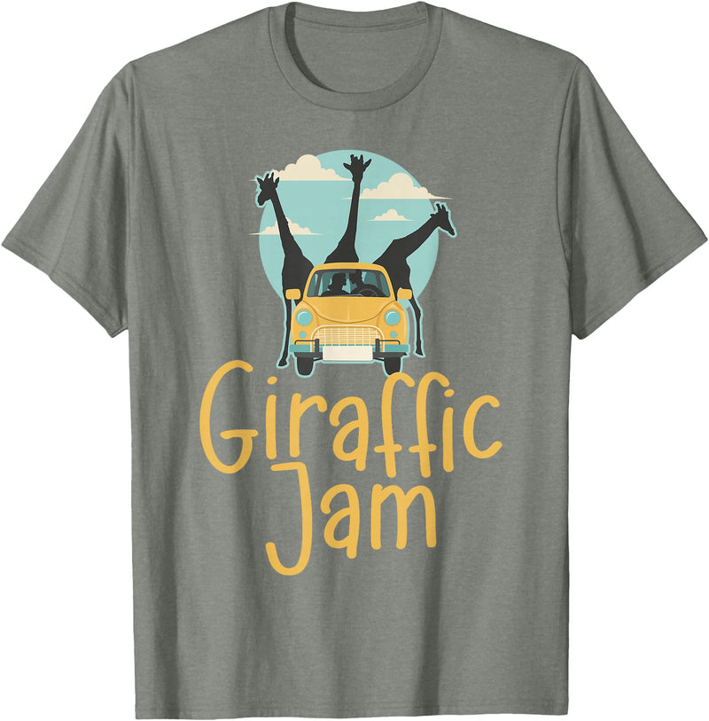 Hadley Designs Giraffe Giraffic Jam For Women Men Kids, Funny Animal T-Shirt - Olive Heather