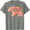 Proud Alaskan Bear Art Alaska State Pride Proud Alaskan Pink Grizzly Bear T-Shirt - Olive Heather