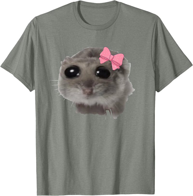 Coquette Sad Hamster Meme Crying T-Shirt - Olive Heather