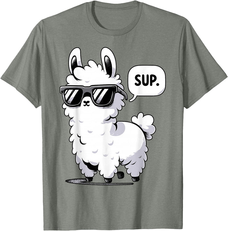 Magical and Funny Llama lover Gifts Alpaca Llama with Sunglasses Sup T-Shirt - Olive Heather