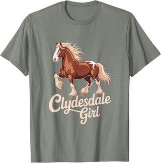 Clydesdale Horse Lovers Club Clydesdale Girl Vintage Horse Equestrian T-Shirt - Olive Heather