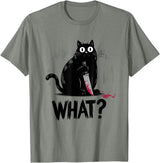 Cat Owners Black Cat What? Black Cat Murderous Cat With Knife Black Cat T-Shirt