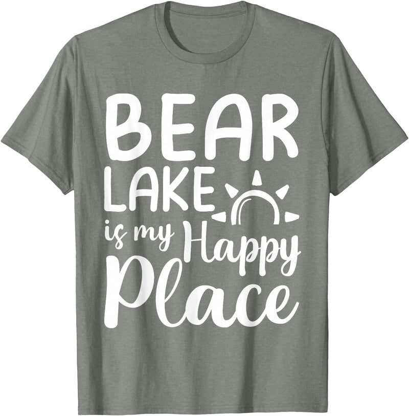 Lake Gifts & Accessories Bear Lake Is My Happy Place - Camping Nature Outdoor Lake T-Shirt - Olive Heather