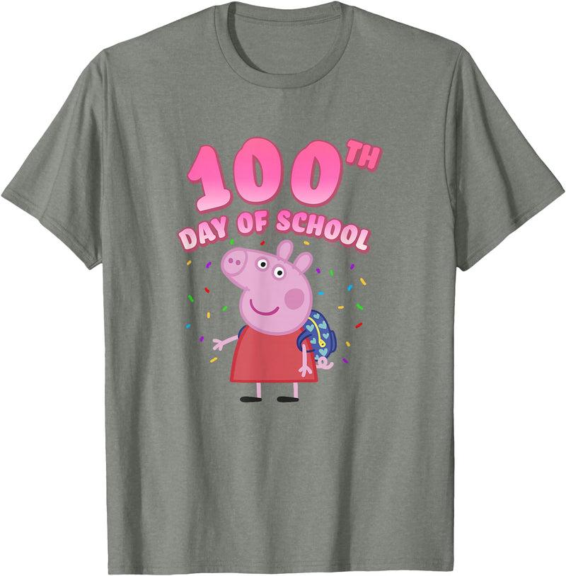 Peppa Pig 100th Day Of School Celebration Confetti T-Shirt - Olive Heather