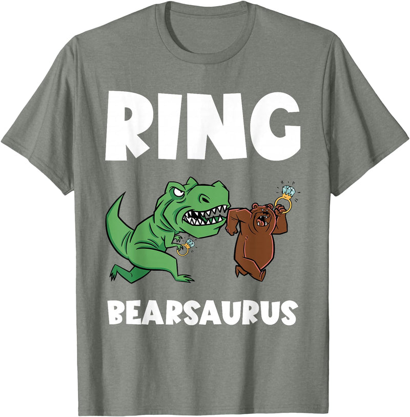 Funny Ring Bearer Wedding Ring Funny Ring Bearer Security Bear Dino Wedding Party Ring T-Shirt - Olive Heather