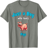 Boys Pig Shirts & Gifts for Kids Pig Shirt for Boys | Children's Pig T-Shirt - Olive Heather