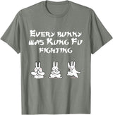 Funny Easter Every Bunny Was Kung Fu Fighting Karate T-Shirt in Olive Heather