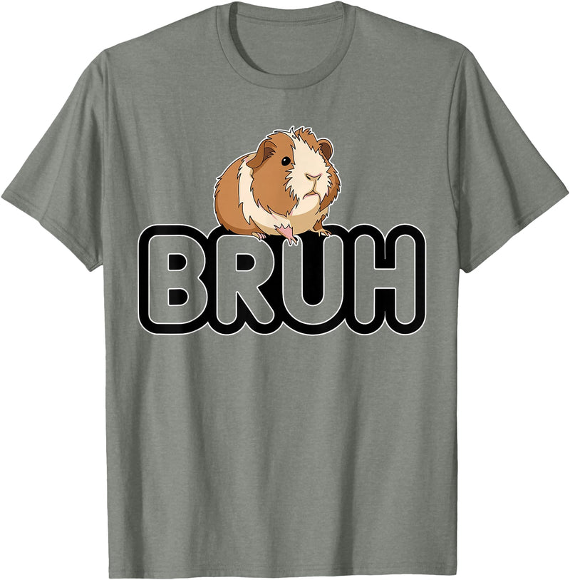 Magical and Funny Guinea Pig owner Gifts Bruh Guinea Pig T-Shirt - Olive Heather
