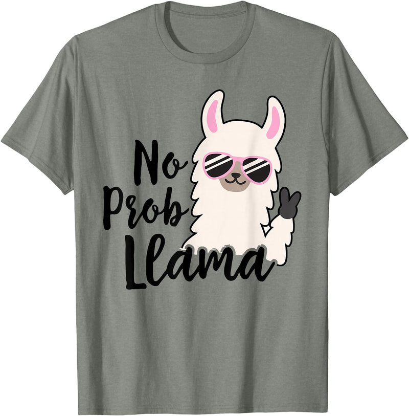 No Prob Llama Drama NO PROB-LLAMA! Funny Llama Alpaca T-Shirt - Olive Heather