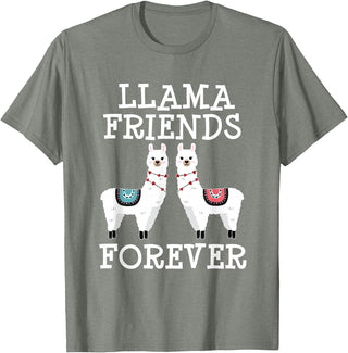 Llama Friendship Girls Llama Friends Girls Women Llama Friendship T-Shirt - Olive Heather