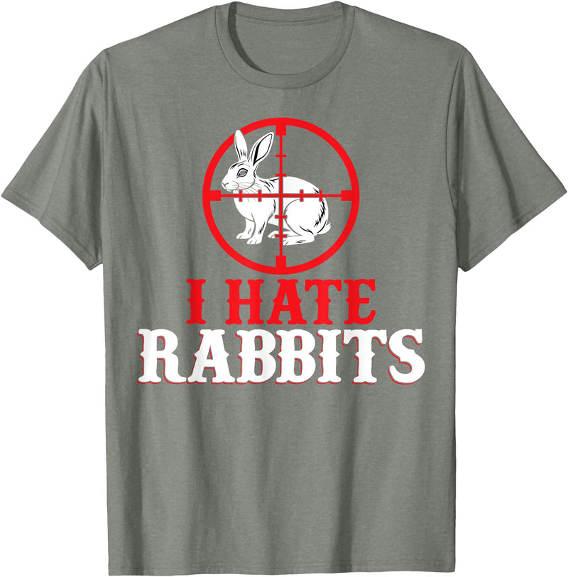 Funny I Hate Rabbits - Men Women Rabbit Hunter Hunting Gifts T-Shirt in Olive Heather