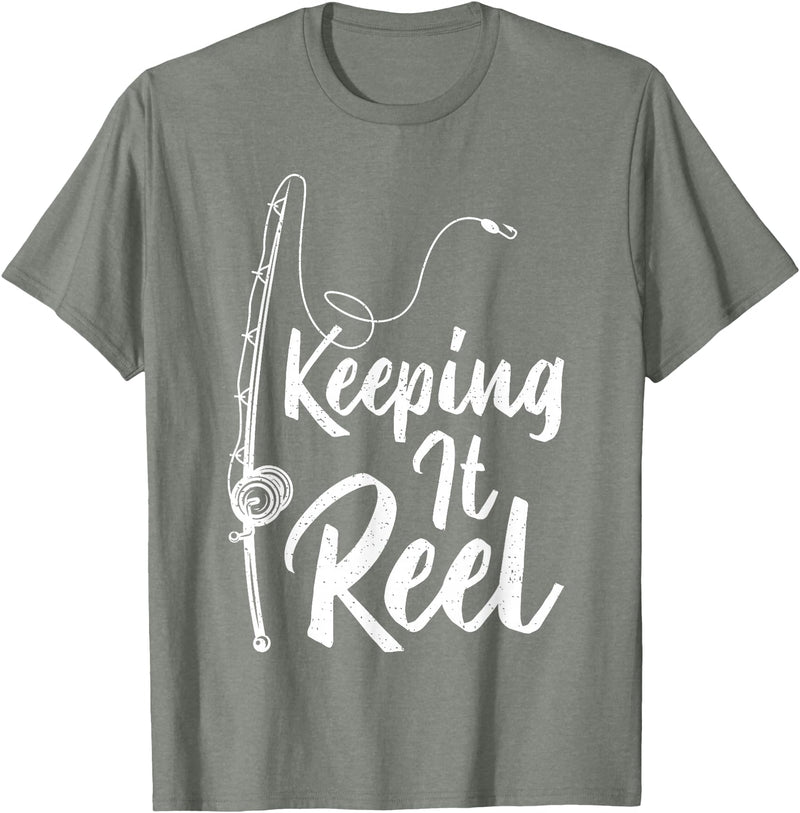 Keeping It Reel Fishing Gifts Fishing Pole Keeping it Reel Joke Funny Fish T-Shirt - Olive Heather