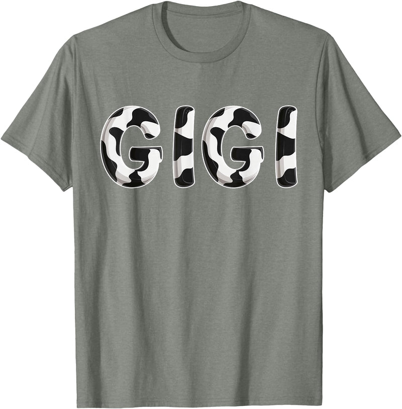 Cow Pattern Print Family Matching Birthday Shirts Cow Gigi Birthday Family Matching Mothers Day Boy Girl Farm T-Shirt -