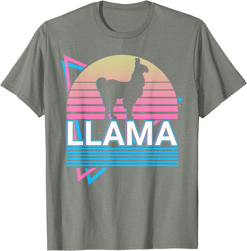 Llama Gifts Llama Alpaca Retro T-Shirt - Olive Heather