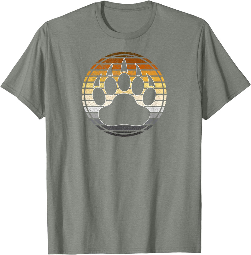 TeePanic LGBTQ Vintage Distressed Gay Bear Pride Claw Silhouette Horizon T-Shirt - Olive Heather