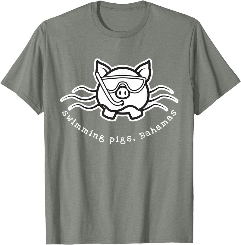 Bahamas Swimming Pigs Bahamas Swimming Pig with Mask and Snorkel T-Shirt - Olive Heather