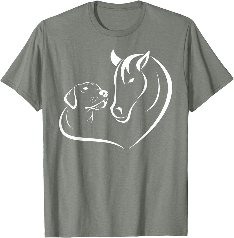 Horse and Dog Women and Men Horse Dog Lover Shirts Horse and Dog Women and Men Motif Horse Dog Lover T-Shirt T-Shirt - Olive Heather