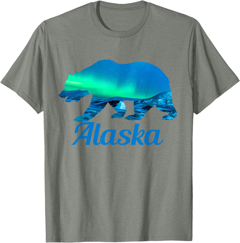Alaska Apparel & Gifts Alaska Grizzly Polar Bear Arctic Nature Winter T-Shirt - Olive Heather