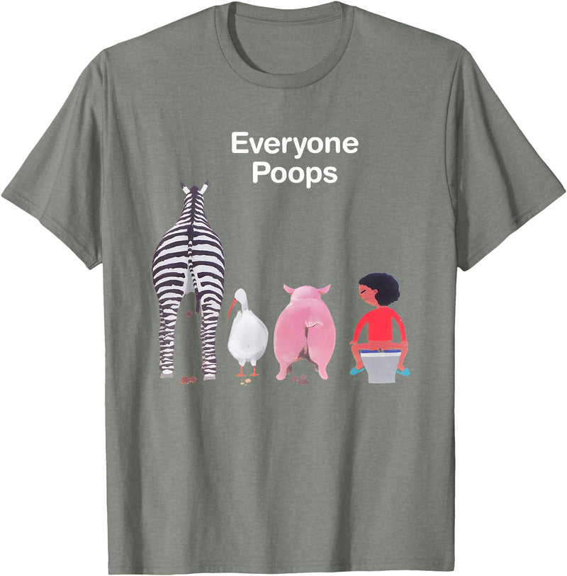 Everyone Poops Funny Zebra Pig Toilet Humor Tees Everyone Poops Funny Zebra Pig Toilet Humor T-Shirt - Olive Heather