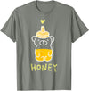 atelier mushroom HONEY Sweet Honey Bear Honey Bottle & Yellow Heart Graphic T-Shirt - Olive Heather