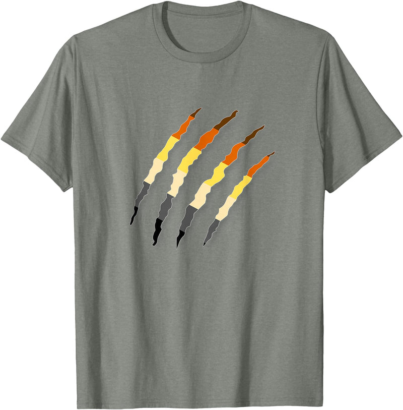 Gay Bear Pride T-Shirts LGBT Gay Bear Pride Shirt For Men - Bear Paw Scratch Cub T-Shirt - Olive Heather