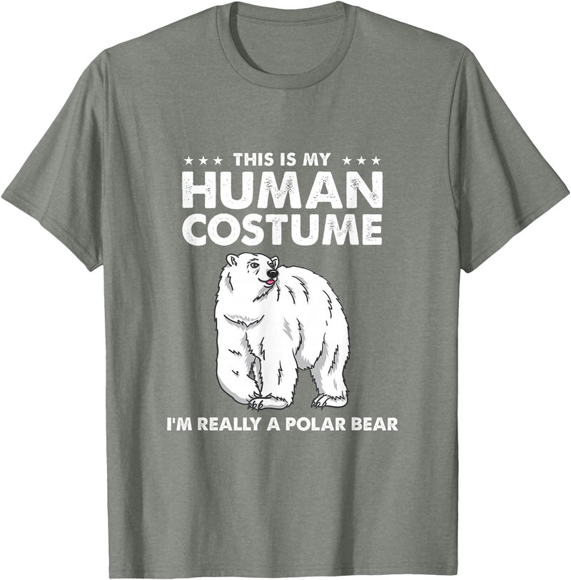Awesome Halloween Designs This is My Human Costume I'm Really A Polar Bear Halloween T-Shirt - Olive Heather