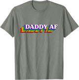 Gay Daddy AF Merch Mens Daddy AF Gay Daddy Bear LGBT Rainbow LGBTQ Pride T-Shirt - Olive Heather