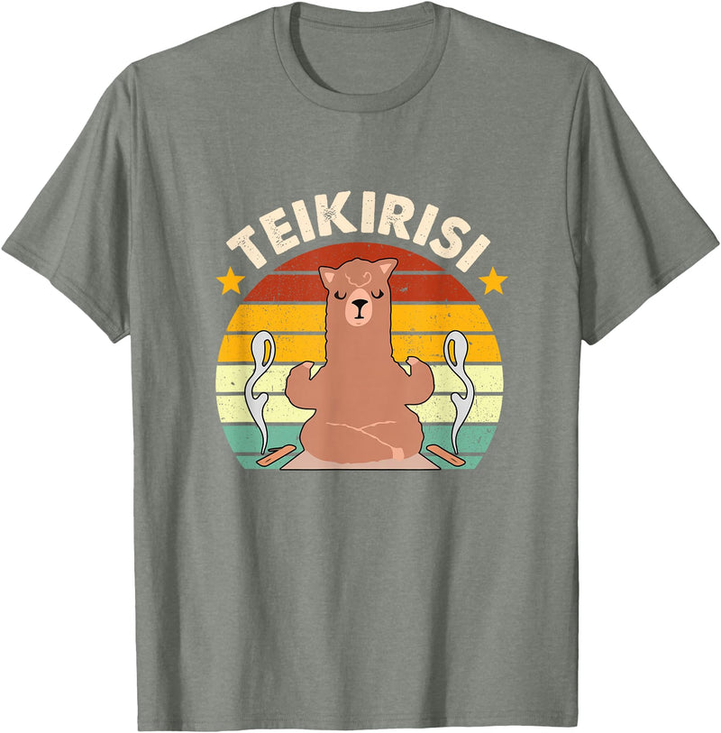 Teikirisi Take It Easy Funny Spanish Llama Latina Yoga T-Shirt - Olive Heather