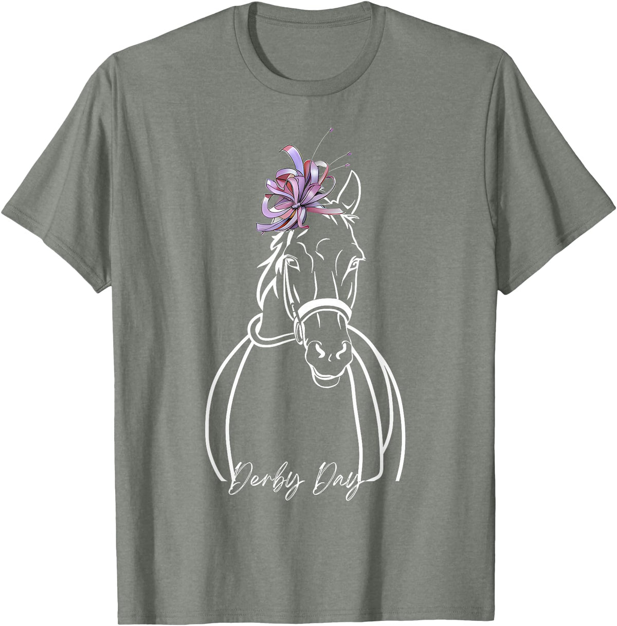 Funny Horse Racing Lover Derby Day Gift Women Derby Day Funny Horse Racing Floral Horse Equestrian T-Shirt - Olive Heather