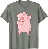 Cute Pig Tees Dabbing Pig Cute Pigs Dab Farmer Funny Pig T-Shirt - Olive Heather