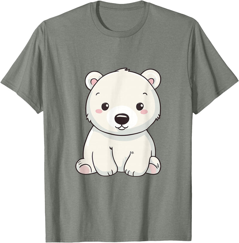 Polar Bears Shirts Cute Kawaii Polar Bears Lovers Gifts, White Bears T-Shirt - Olive Heather