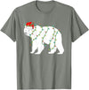 Funny Christmas Polar Bear Holiday Gifts Polar Bear Christmas Santa Hat Lights Xmas Gifts T-Shirt - Olive Heather