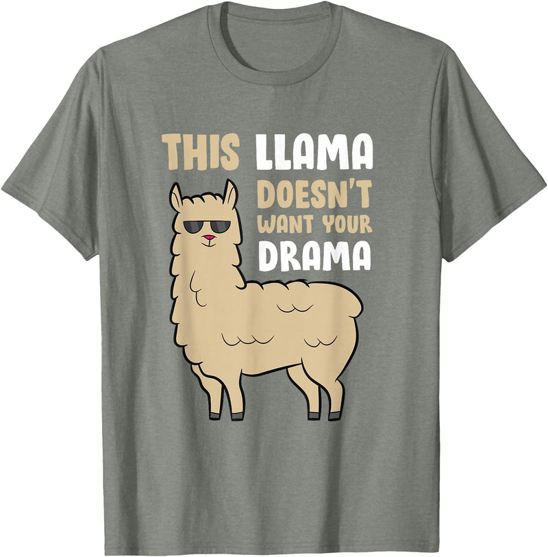 Funny Llama And Alpaca Gifts This Llama Doesn't Like Your Drama Funny Llama T-Shirt - Olive Heather